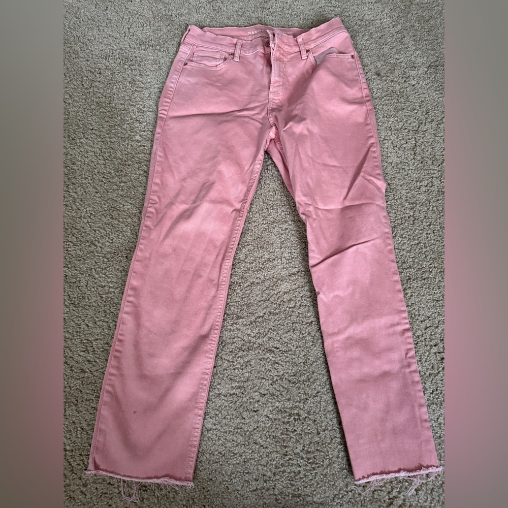 Straight leg pink jeans
